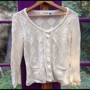Anthropologie Cream Knit Cardigan